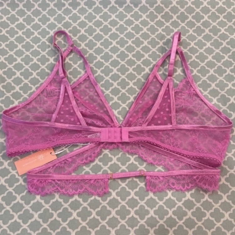 Mentionables Purple Lace Mesh Unlined Bralette 2x Nwt — image 3 of 8